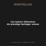 Crise confiance horlogerie suisse