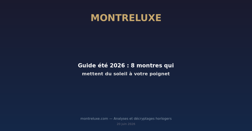 Featured image for Guide été 2026 : 8 montres qui mettent du soleil à votre poignet — MontreLuxe