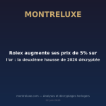 Featured image for Rolex augmente ses prix de 5% sur l'or : la deuxième hausse de 2026 décryptée — MontreLuxe