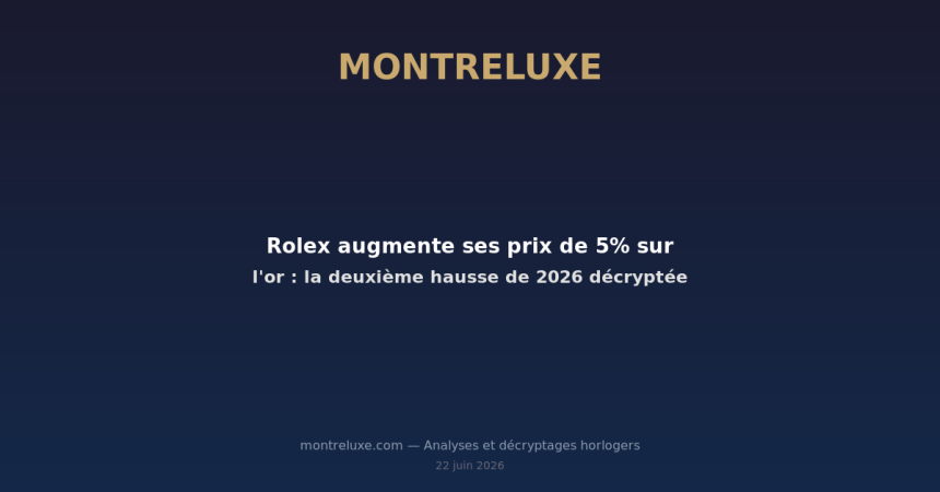 Featured image for Rolex augmente ses prix de 5% sur l'or : la deuxième hausse de 2026 décryptée — MontreLuxe