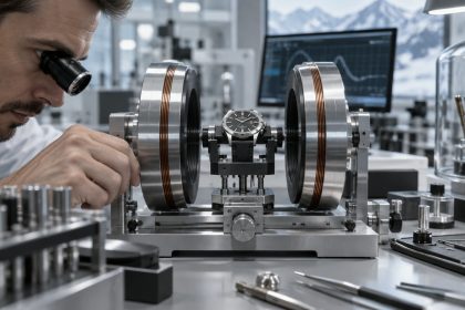 Laboratoire de test antimagnétique pour montres mécaniques, photographie éditoriale